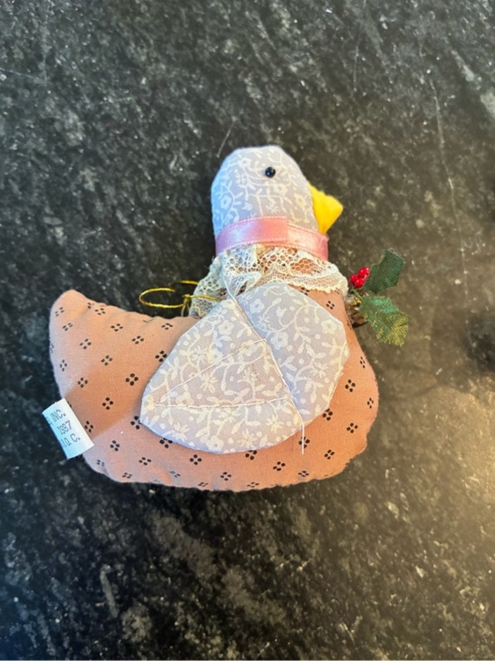 Vintage Kurt S Adler Christmas Ornament Fabric Goose 1980s Country Cottagecore